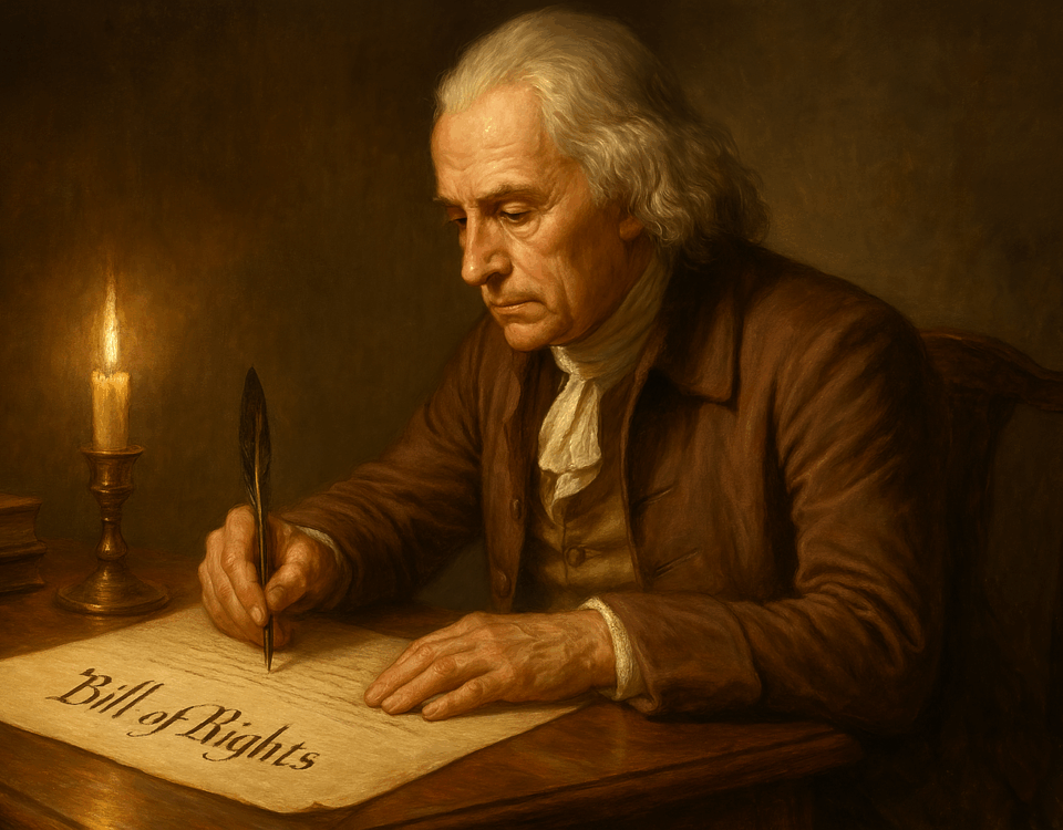 Founding Father Drafting the Bill of Rights