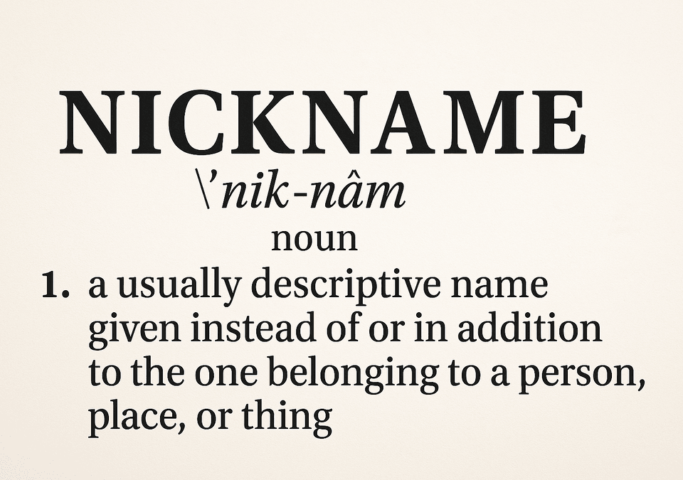 Definition of the word "nickname" displayed in a clean dictionary-style layout