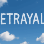 Trump "Skywriting of the word BETRAYAL by an airplane in blue sky"