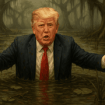 Donald Trump stuck waist-deep in a murky political swamp